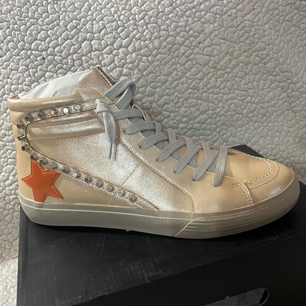 NEW! ShuShop Sneakers Riri Sneakers Shoes Size 11 Hightop - Champagne